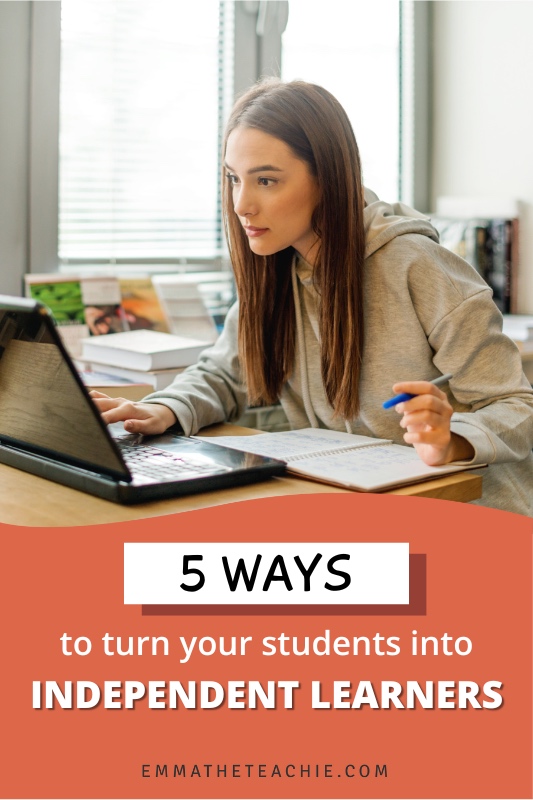 Five ways to turn your students into independent learners pin for pinterest