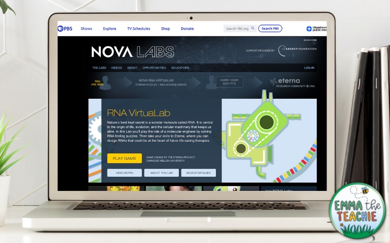 A laptop with the homepage of NOVA labs open on it.